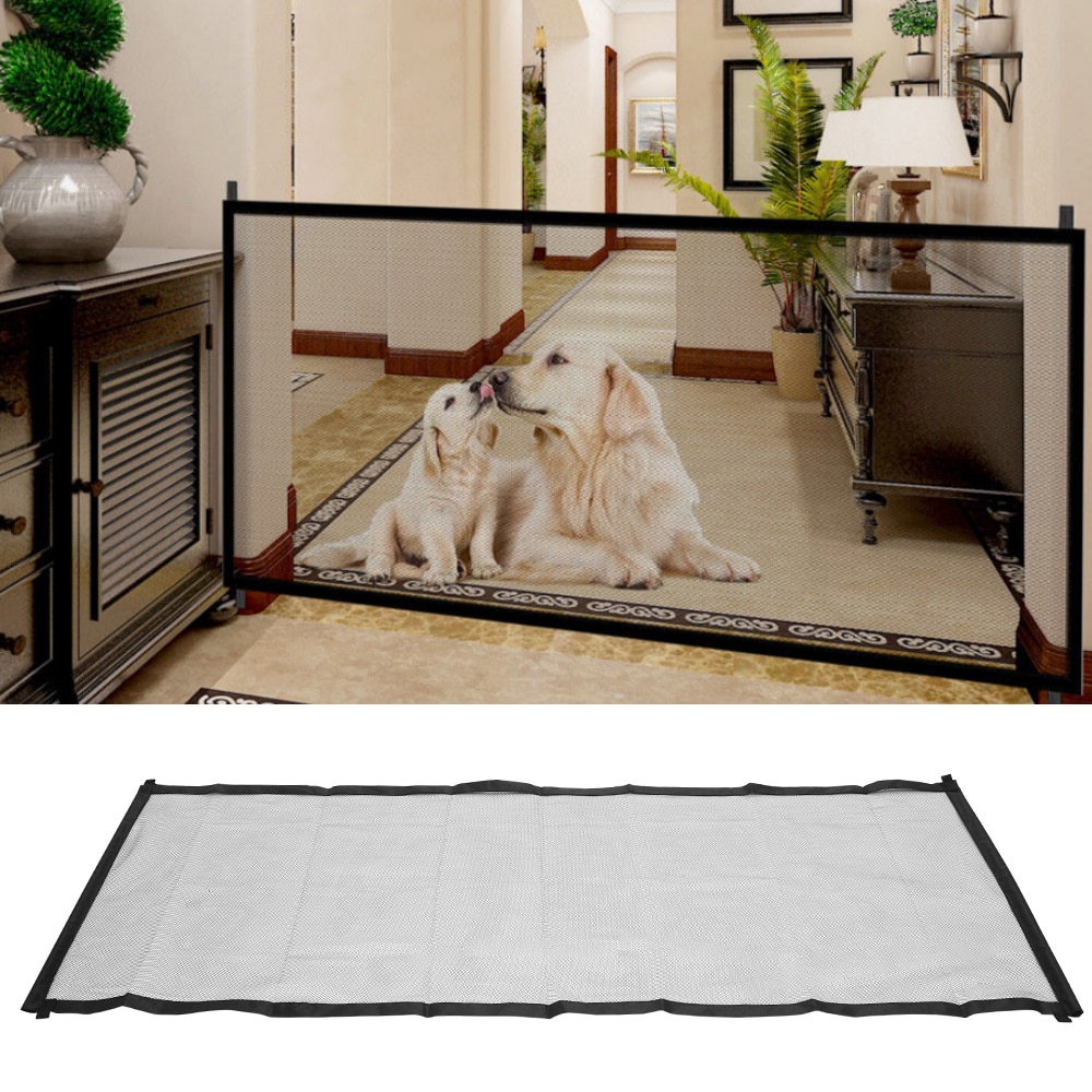Pet Barrier Fences Portable Folding Breathable Mesh Dog Gate Pet Separation Guard Isolated Fence Dogs Baby Safety Fence