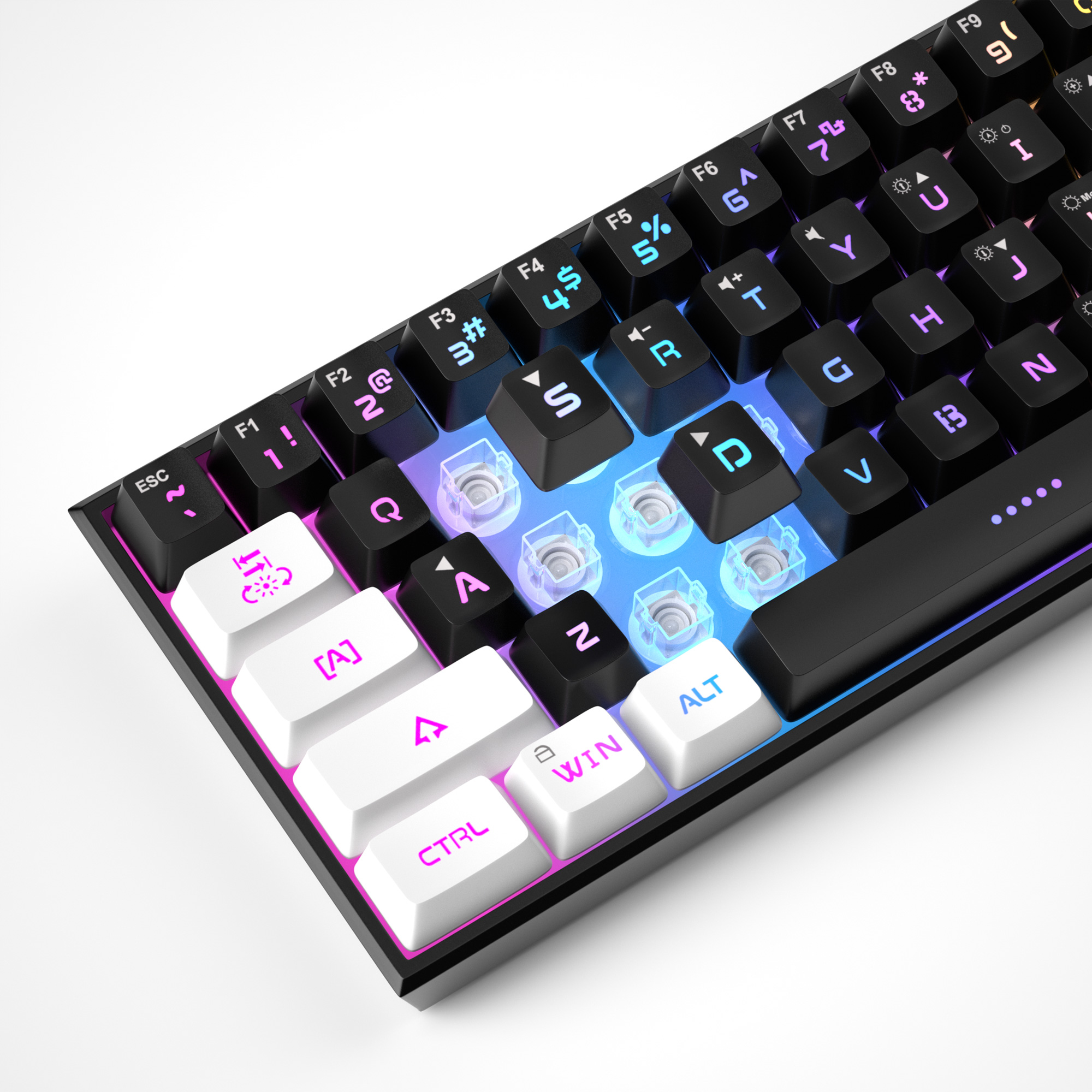 MageGee TS91 60% kompaktowa klawiatura przewodowa 61 klawiszy podświetlenie RGB mała przenośna klawiatura membranowa komputera biurowego dla komputera z systemem Windows