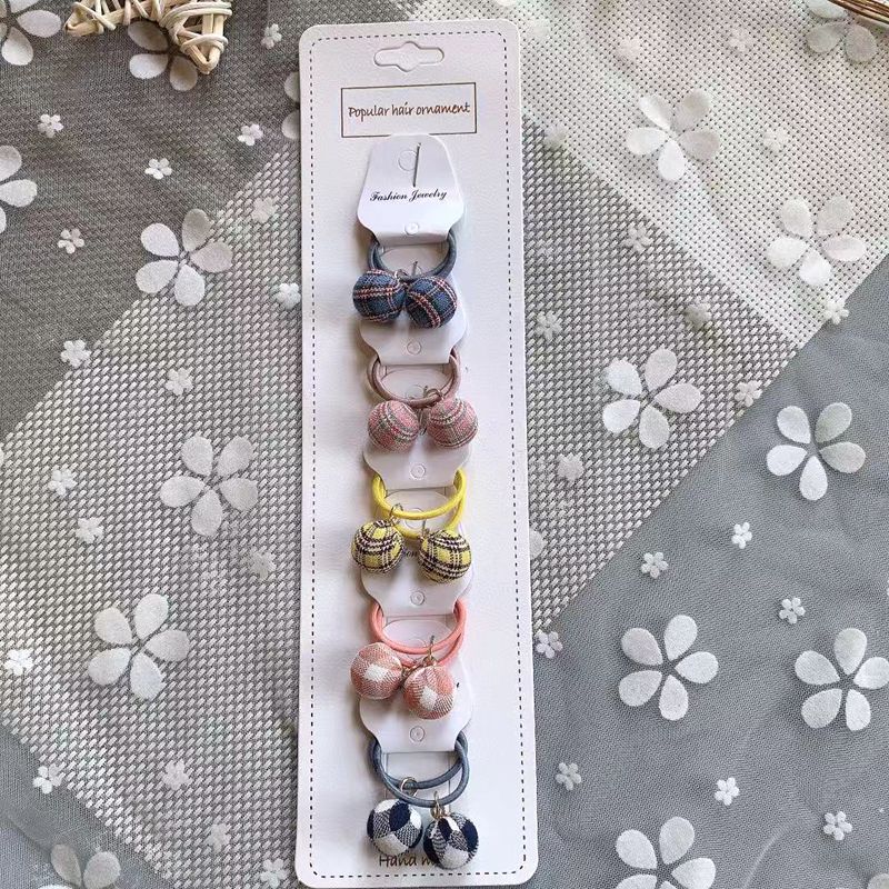 20 stuks/set kinderen pluche haarelastiekjes touw ballen geruite knoop peuters elastische haarband hoofdband baby staart haar meisjes accessoires: M -20 stuks