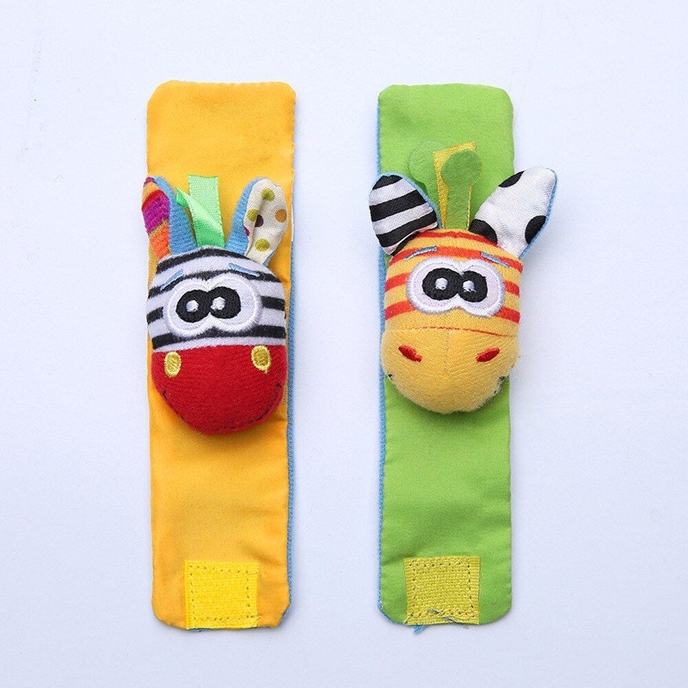 2pcs Infant Baby Kids Socks Rattle Toys Wrist Rattle and Foot Socks 0~24 Months