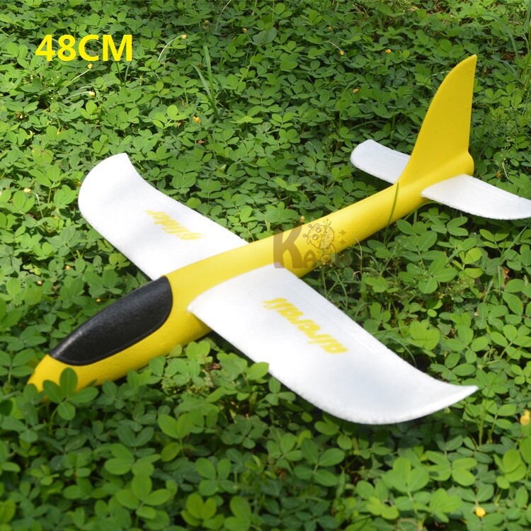 Hand Werfen Fliegen Segelflugzeug Flugzeuge Schaum Flugzeug Spielzeug Kinder Große Schaum Flugzeug 48 CM/38CM Hand Werfen Flugzeug outdoor Spielzeug für Kinder: 48CM Yellow white