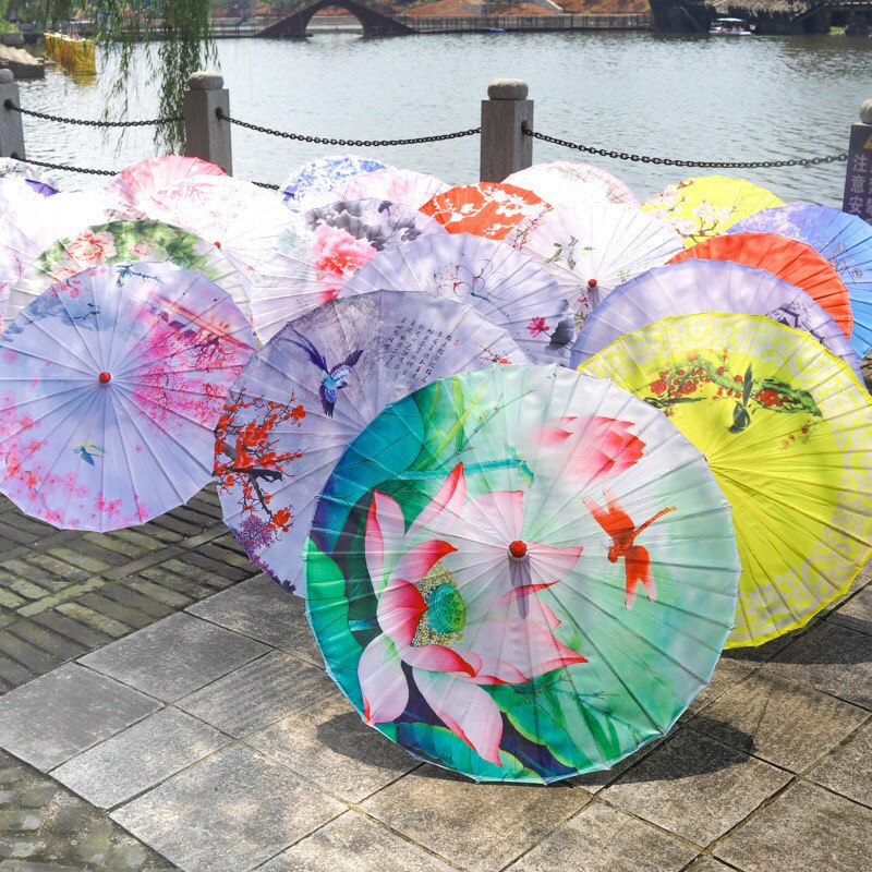 Paraply regn kvinder nedhængt loft dekoration paraply cheongsam antik olieret papir paraply fotografi fotografi parasol