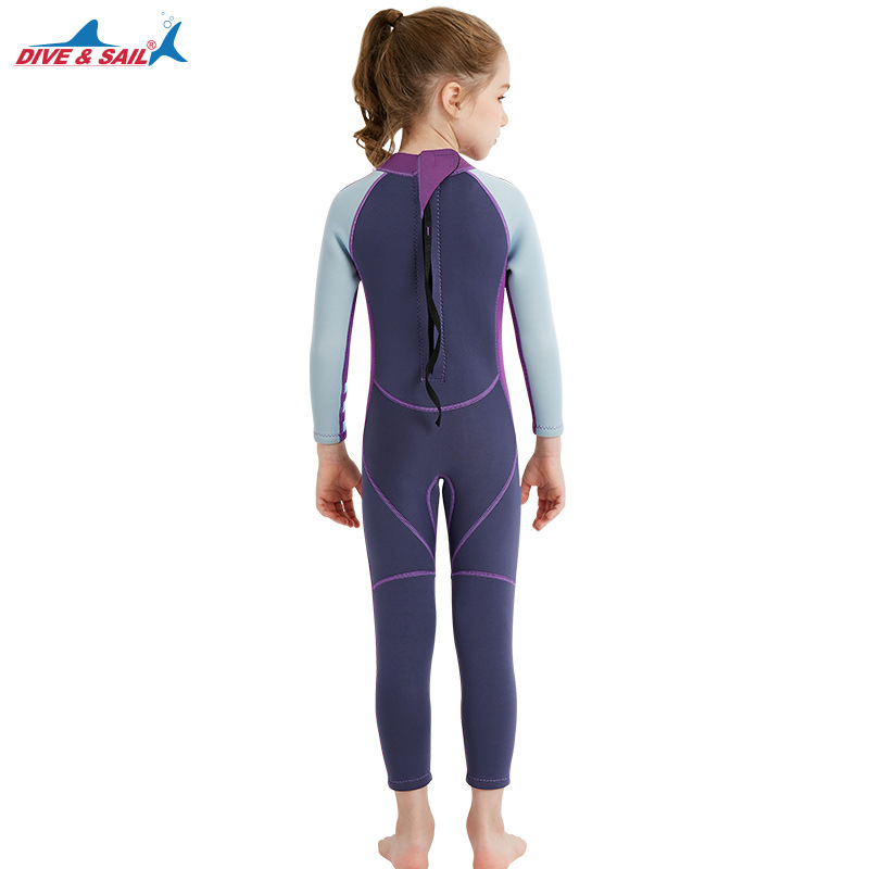 Lycra 2.5mm kids wetsuit girls long-sleeved surf suit, drifting suit,snorkeling suit,diving suit, quick-dry one-piece swimsuit