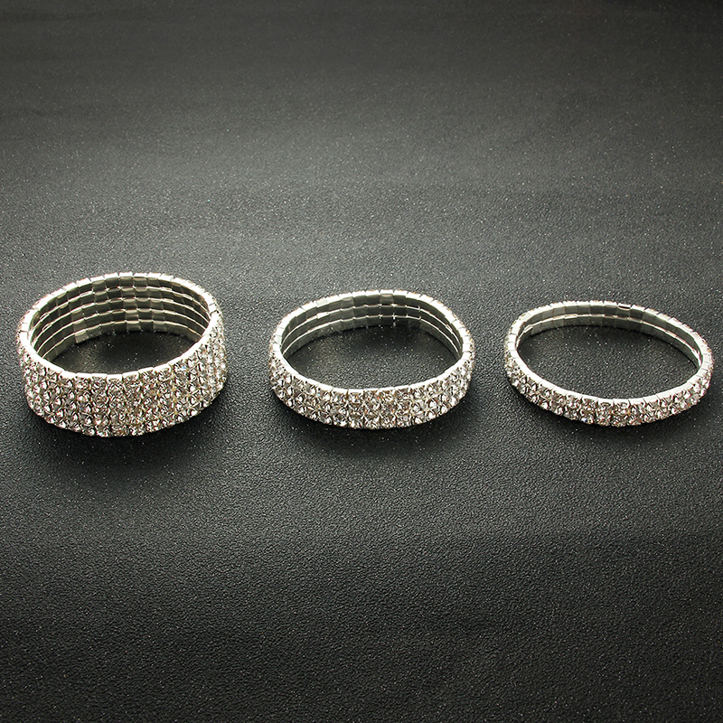 Bracelets et Bracelets en strass couleur argent multi-styles, Bracelet de mariée de mariage, extensible, bijoux pour femmes
