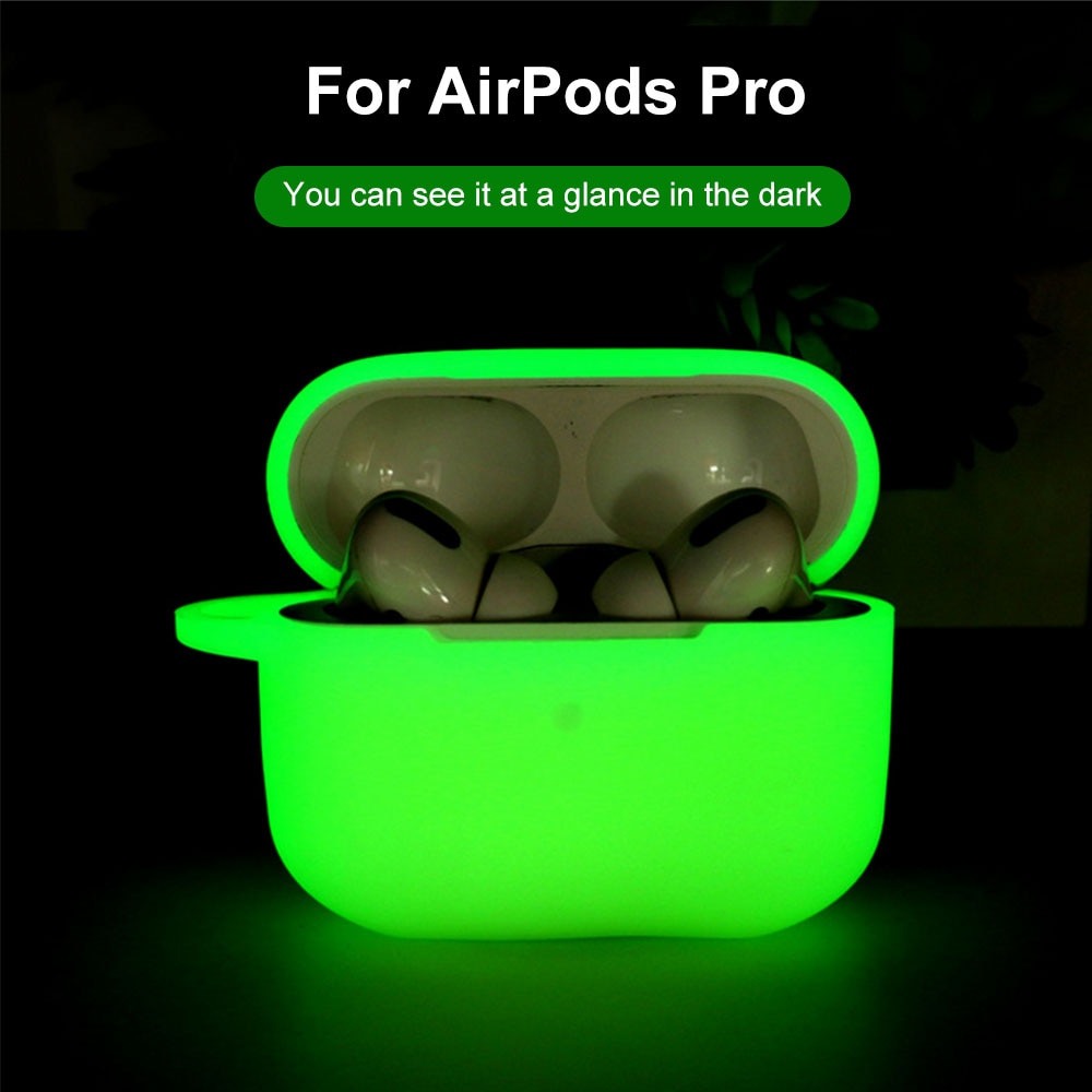 Silikone stødsikker beskyttelsesetui holder skal cover glød i mørket til apple airpods pro trådløst øretelefontilbehør