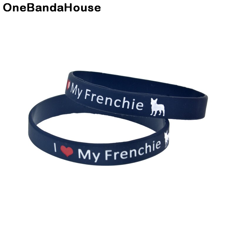 1Pc I Liefde Mijn Frenchie Bull Terrier Siliconen Armband Zwart