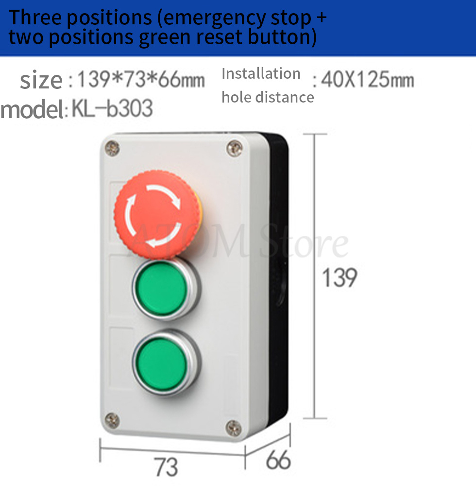 Button switch control box emergency stop waterproof button indicator box plastic start electric box: Ivory