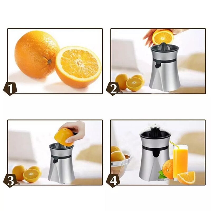 Elektrisk juicer rustfrit stål citrus appelsin frugt citronpresser juice ekstraktor frugt presser frugt drikker eu stik
