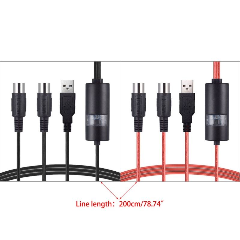 Electric USB Drum To 2 MIDI Interface Adapter Cable Converter For PC Mac iOS Windows Music Piano Keyboard Synth Adapter Cord