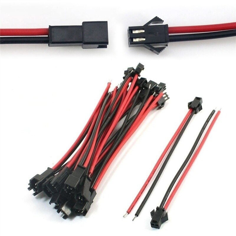 20pcs/set Male to Female Plug Terminal Wire Connector Terminal Line for LED Downlight Ceiling Lamp 2 pin plug connector cable