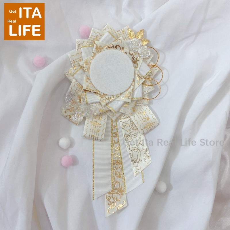 Italife Nowa Torba Ita, Przypinki, Uchwyt na Odznaki z Kwiatami na Odznaki Anime 58mm, Ręcznie Robione Jedwabne Wstążki, Akcesoria robić Dekoracji Itabag, Przypinki H333: Jasny Złoty