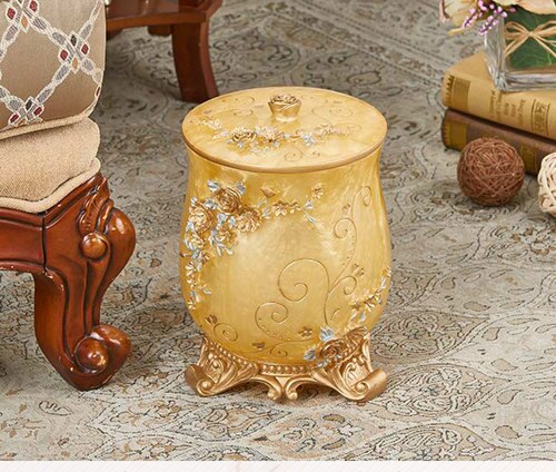 European desktop coffee table mini storage bin trash can small home storage tube garden round flower bucket garbage cans: P