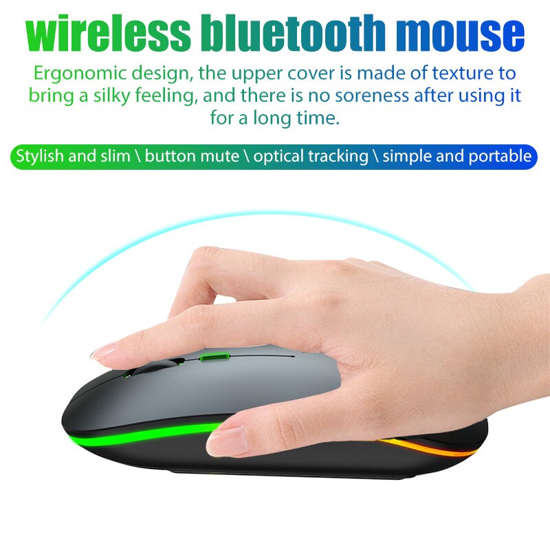 1600 Dpi Draadloze Muis Ergonomie Usb Opladen Stille 2.4Ghz Bluetooth Mause Gaming Muis Voor Pc Laptop Kleurrijke Verlichting
