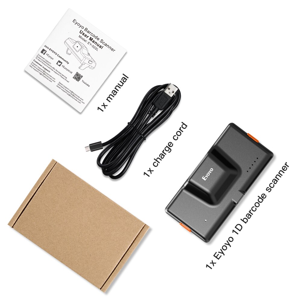 Eyoyo Back Clip Bluetooth Barcode Scanner Phone Portable Bar Code Reader 1D Scanner Android IOS System Fast &amp; Accurate Scanning