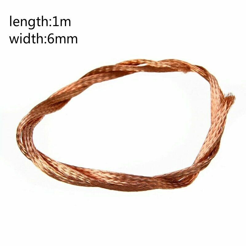 1pcs Tinned copper braided connection wire 1mx6mm conductive tape desoldering braided welding
