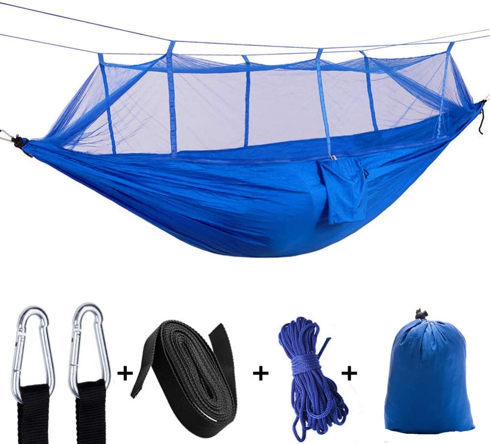 KEESIN Camping Hammock With Single Double Mosquito Net Ultra Light Travel Hammock 200kg Load Capacity And Breathable Outdoor Hammock For Camping Hiking Backpacking Outdoor Indoor Garden Gray Orange