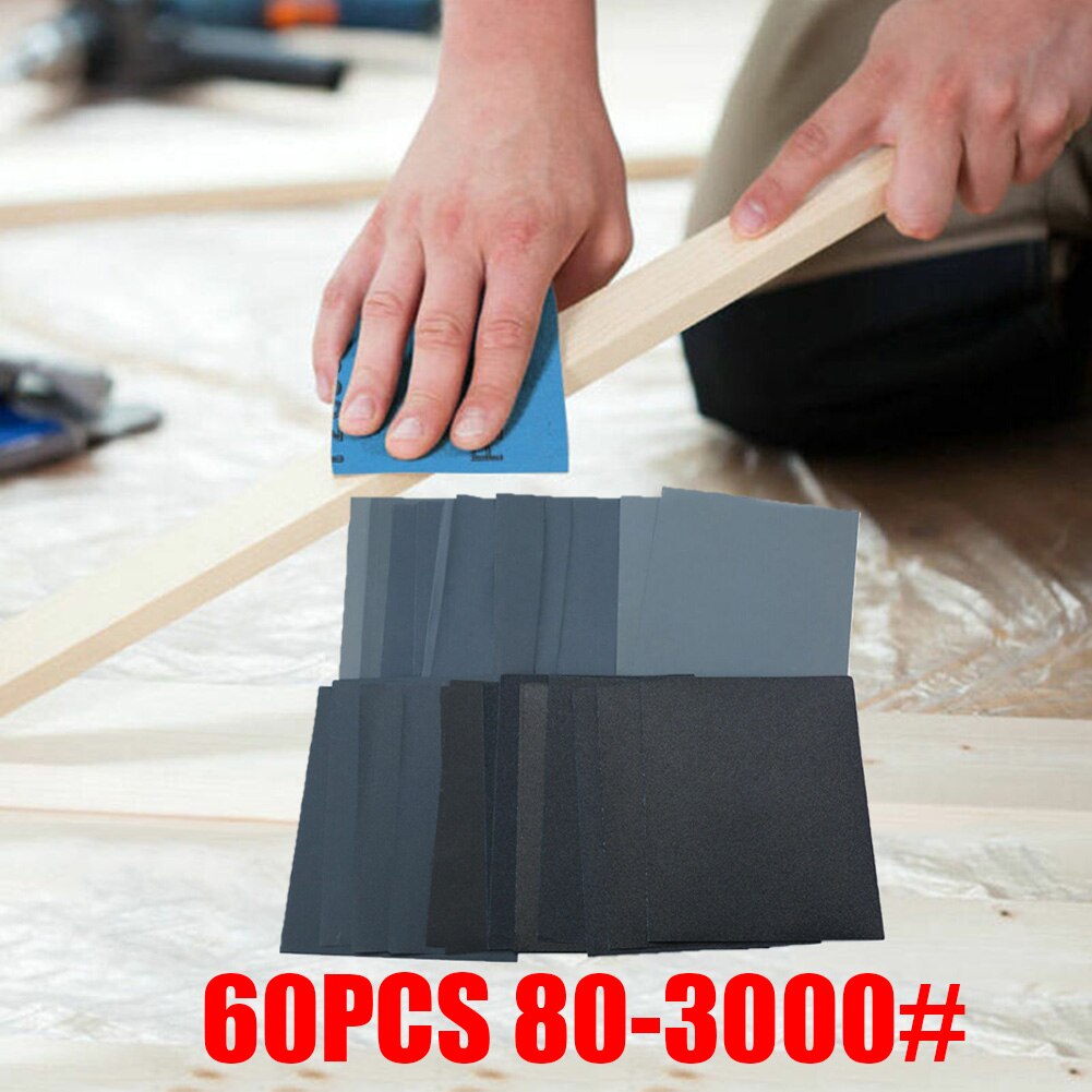 60pcs Sandpaper Wet Abrasive Particle Board 80300... Grandado