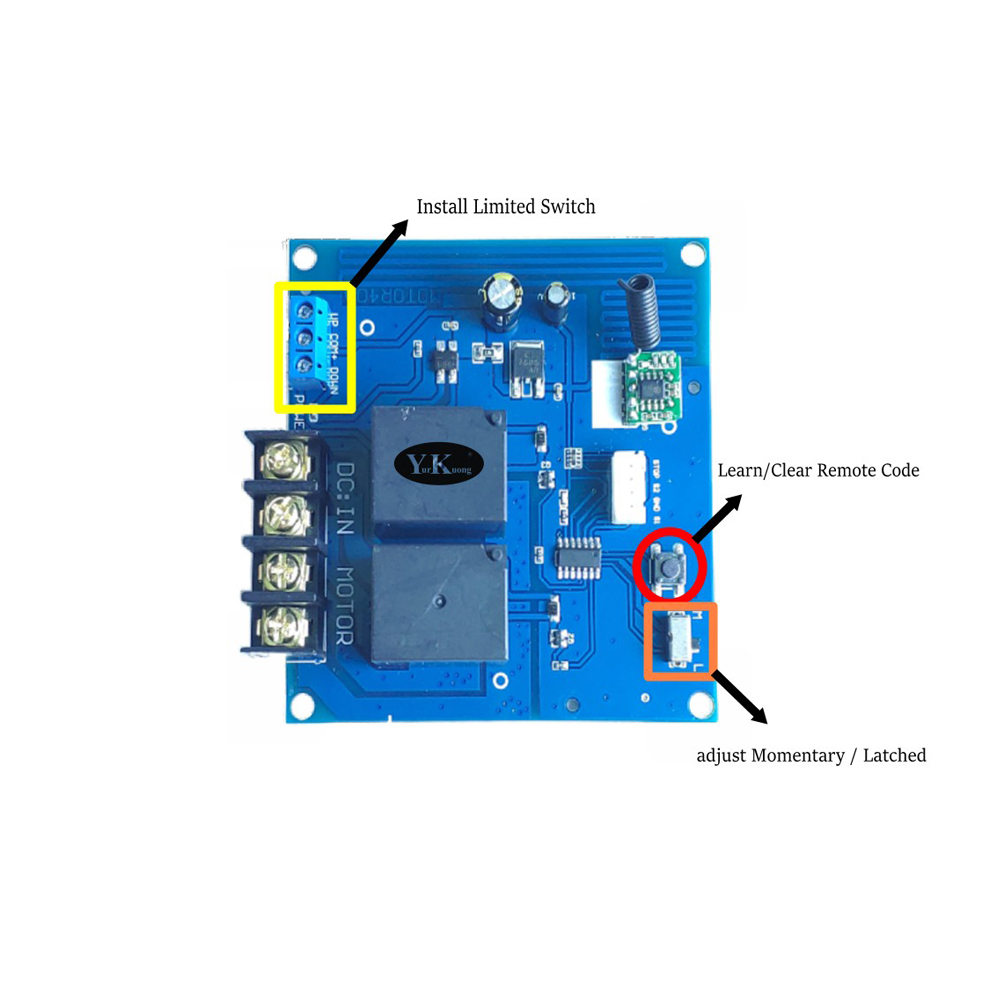 DC12V/24V 40A 400W High Power Motor Controller Motor Wireless Remote Control Forward And Reverse Switch For Roller Shutter Door