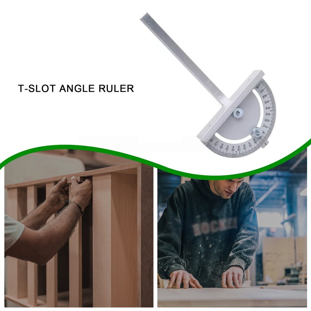 T-Slot Angle Ruler 180 ° Adjustable Protractor Multifunction Stainless Steel Roundhead Angle Ruler Mathematics Measuring Tools