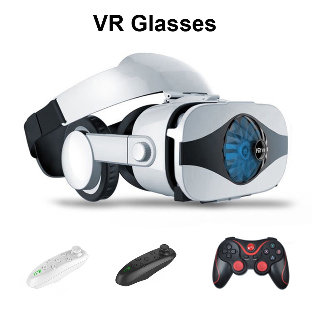 3D VR Glasses Helmet VR Glasses Virtual Reality Headset For IOS Android Smartphone Goggle 3D Lenses Wite Control handle