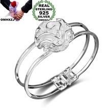 OMHXZJ Persoonlijkheid Mode OL Vrouw Meisje Party Zilveren Bloem Open 925 Sterling Zilveren Manchet Bangle Armband BR166