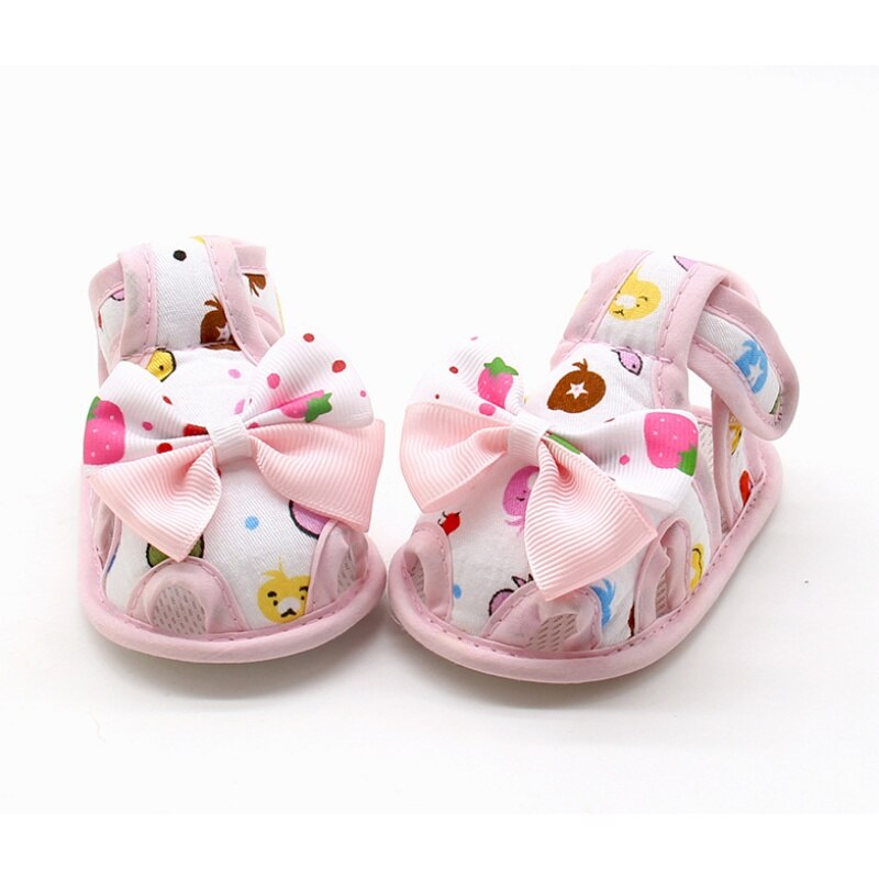 Sommar baby barn flickor rosett pläd andas halkskydd skor sandaler småbarn mjuksulor strandskor 0-18m: Sid / 0-6 månader