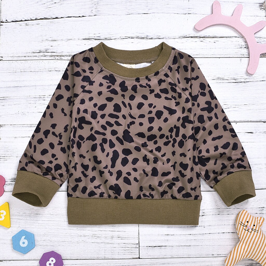 Toddler baby piger leopard print pullover sweatshirt toppe afslappet tøj modis toddler fall tøj sweatshirt børn piger klud