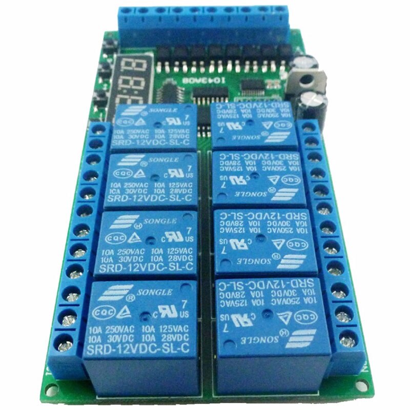 Dc12V 8 Channels Multifunction Timer Delay Relay Board Time Switch Timing Loop Interlock Self-Locking Momentary Bistable