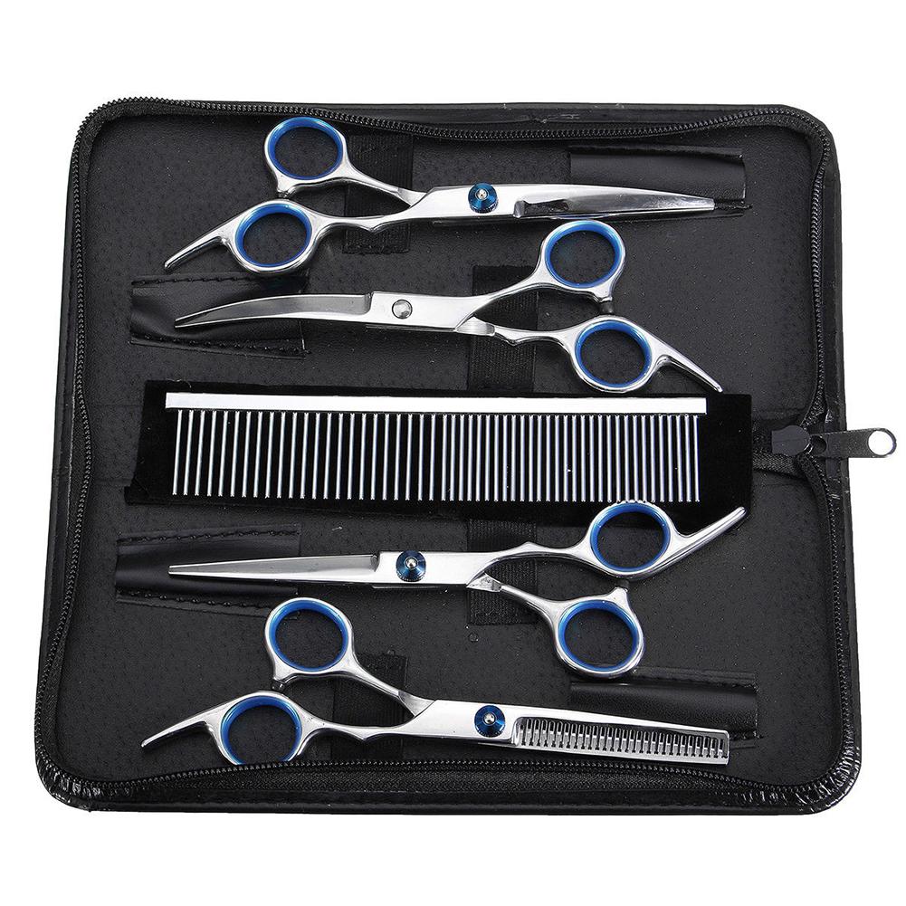 Set de tijeras profesionales de peluquería de 6 pulgadas, tijeras de peluquería, Kit de herramientas para cortar el pelo con peine para el aseo de mascotas, 6 unidades