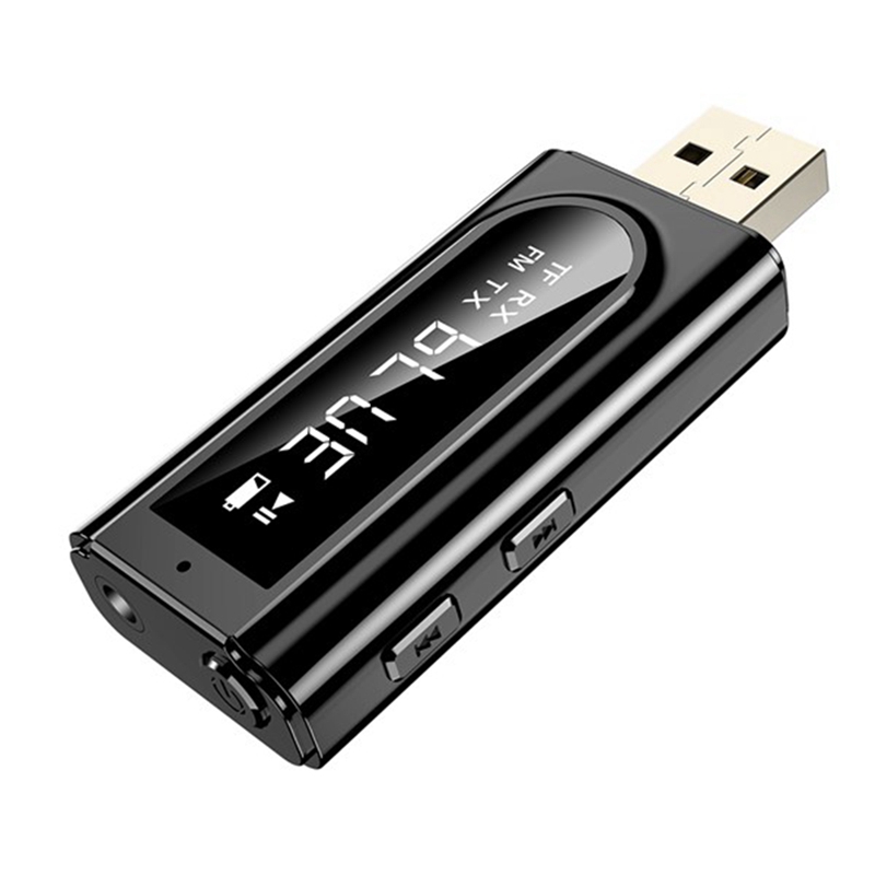 Bluetooth 2 in 1 empfänger 5.0 auto-led-sender, aux-fm-modulator, tf-kartenleser mit mikrofon für freisprechfunktion