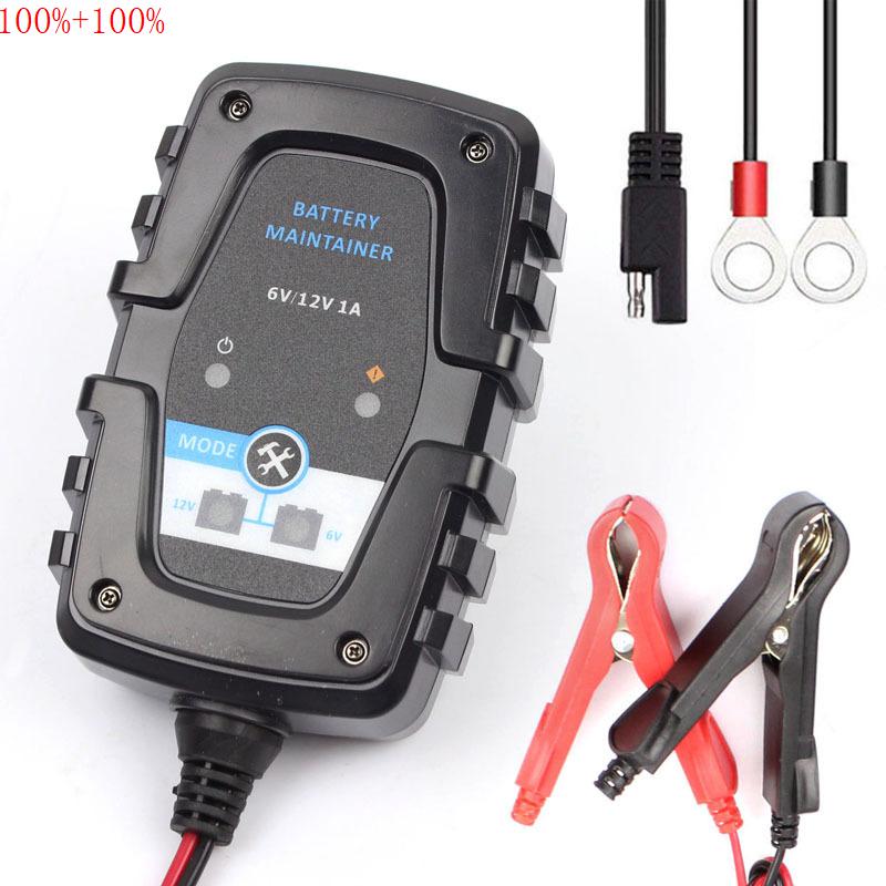 6v 12v 1a automatisk smart batteriladdare underhållare för bil motorcykel skoter batteriladdare med sae snabbkoppling