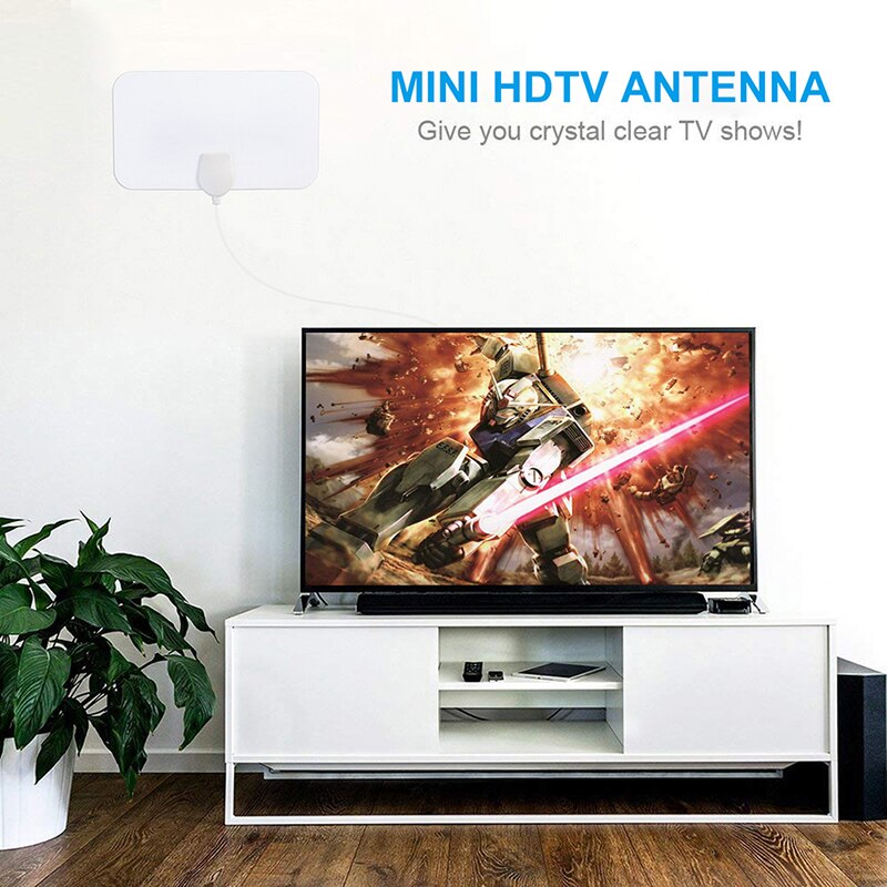 High Gain HD TV DTV Box Digital TV Antenna EU Plug 50 Miles Booster Active Indoor Aerial HD Flat