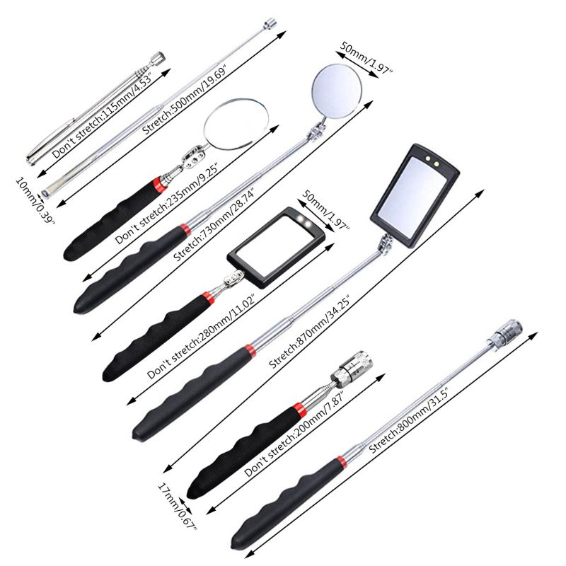 4Pcs Magnetic Pick-Up Tool Telescoping Pick Up Sticks and 360 Swivel Inspection
