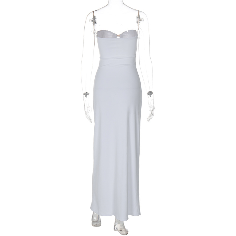Lygens axelbandslösa ihåliga bodycon-klänningar kvällslång damklänning sommar strandkläder fest casual kläder
