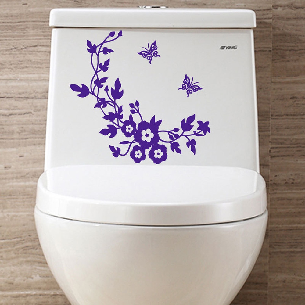 Blume Schmetterling Wc-sitz Aufkleber Schlecht Wasserdicht PVC Dekorative Aufkleber Decals Autocollant Toilette Wc Aufkleber: Violett 