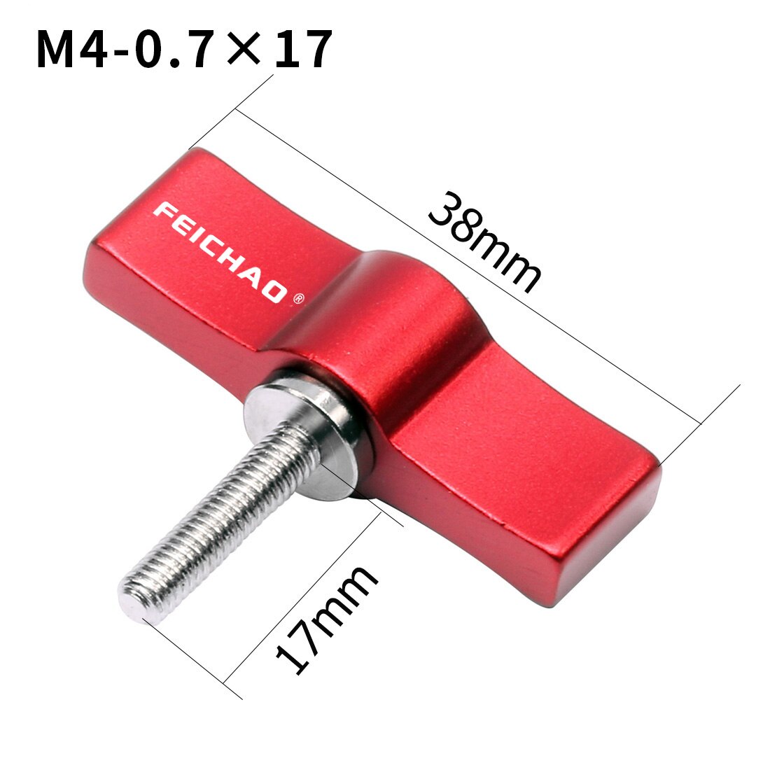 Tornillo de acero inoxidable 1/4 para cámara SLR mango ajustable, M4, M5, 304, adaptador de bloqueo de abrazadera deslizante, llave en forma de T para Gopro: M4x17 Red