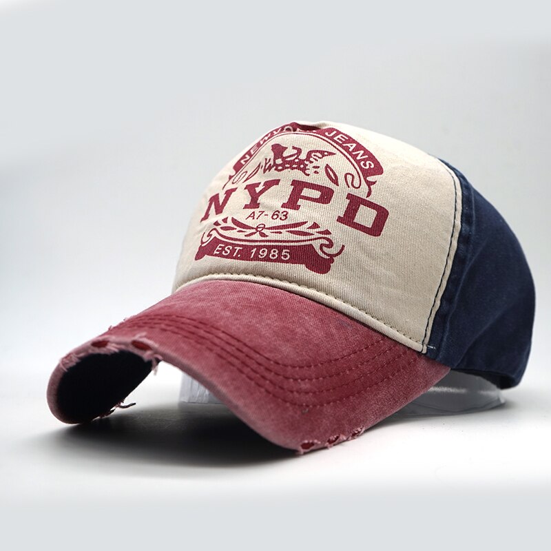 Engros snapback cap letter stil nypd baseball cap monteret hat afslappet kasket panel vask cap til mænd kvinder unisex gorras: 2