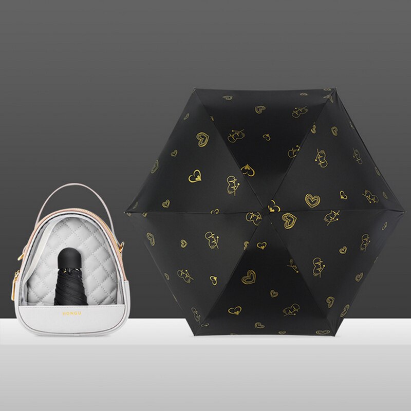 18cm Ultralight Mini Sunshade Umbrella Pocket Umbrella Black Plastic Sunscreen And UV Protection Female Folding Sun Umbrella: G20211373 M