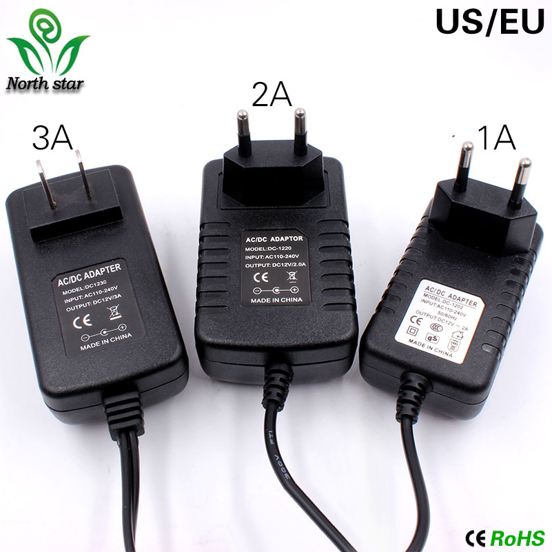 1 st 2a ac 100v-240v 12 converter adapter  dc 12v 2a 2000ma voeding eu stekker 5.5mm x 2.1-2.5mm voor led cctv