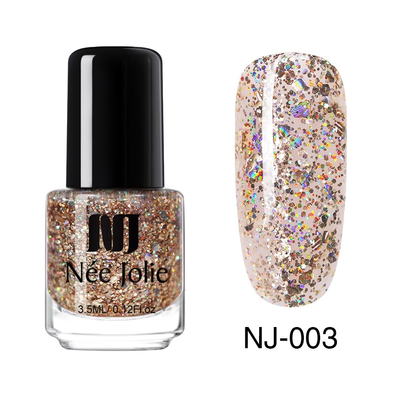 Nee jolie 12 färger nagellack roséguld glitter paljetter gradient serie shimmer flake för nail art diy 3.5ml: Nj -003