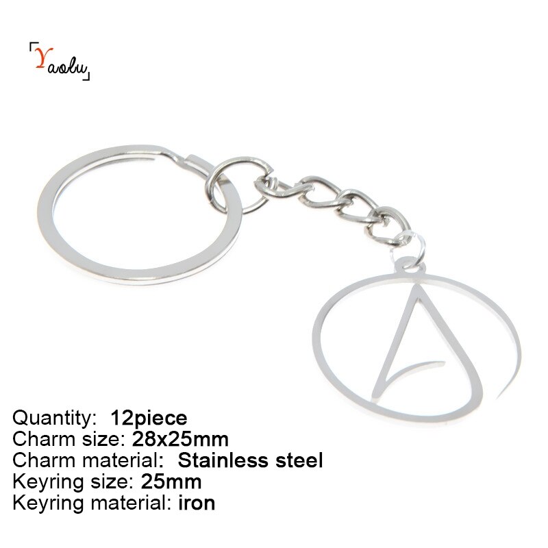 Atheist Atheism Symbol Jewelry set Atheist amulet religion Stainless steel Charm Necklace Bangle Keyring Earring Ankle: 12piece Keyring