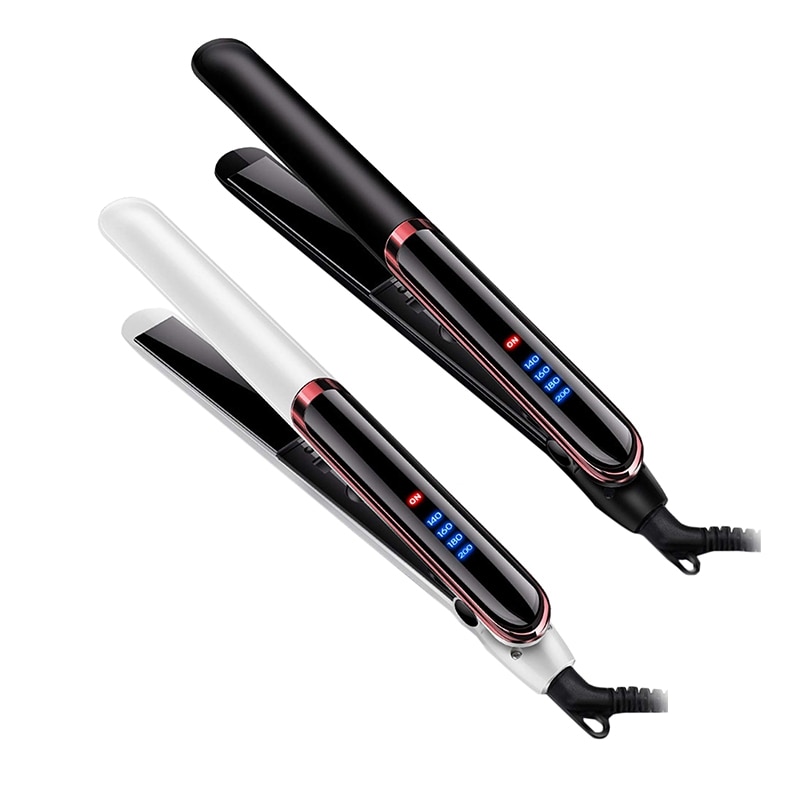 Stijltang Voor Steil Haar Krullend Haar Droog-Nat Dual Purpose Flat Iron Led Digitale Rechttrekken (Zwart)