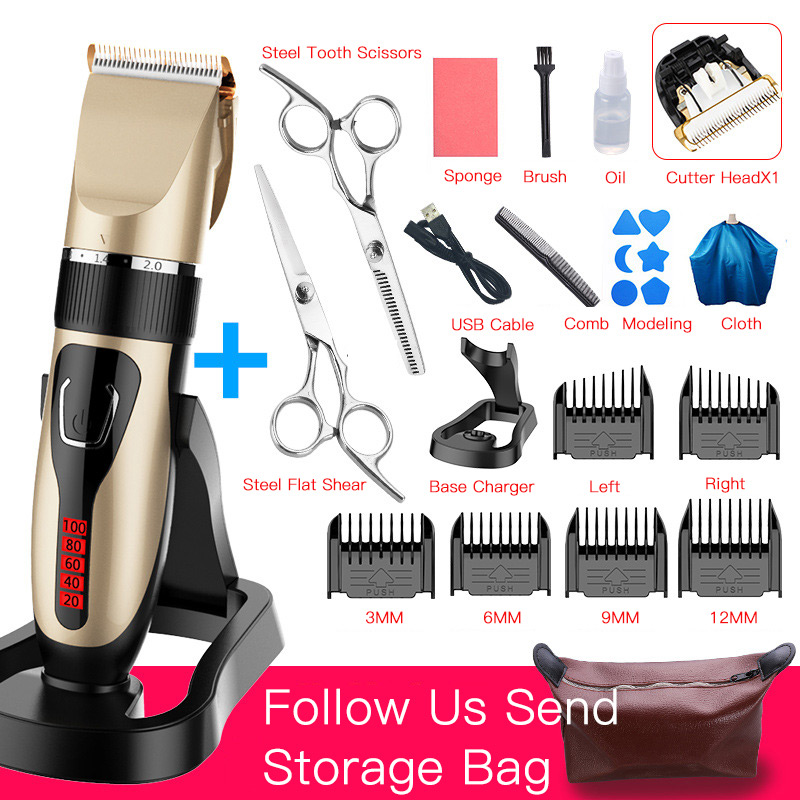 Hair Clipper Rechargeable Electric Digital Hair Trimmer Smart Base Charge Waterproof Men's Haircut Tool: Type 4