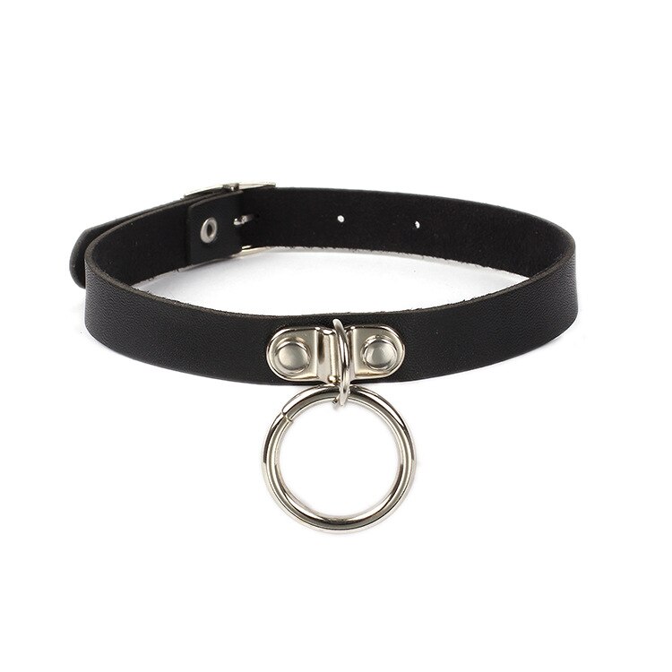 2021 styl Harajuku czarny punkowy Choker Choker damski geometryczny miłość skóra ciemny czarny naszyjnik obojczyka z pałąkiem na kark: Black-1