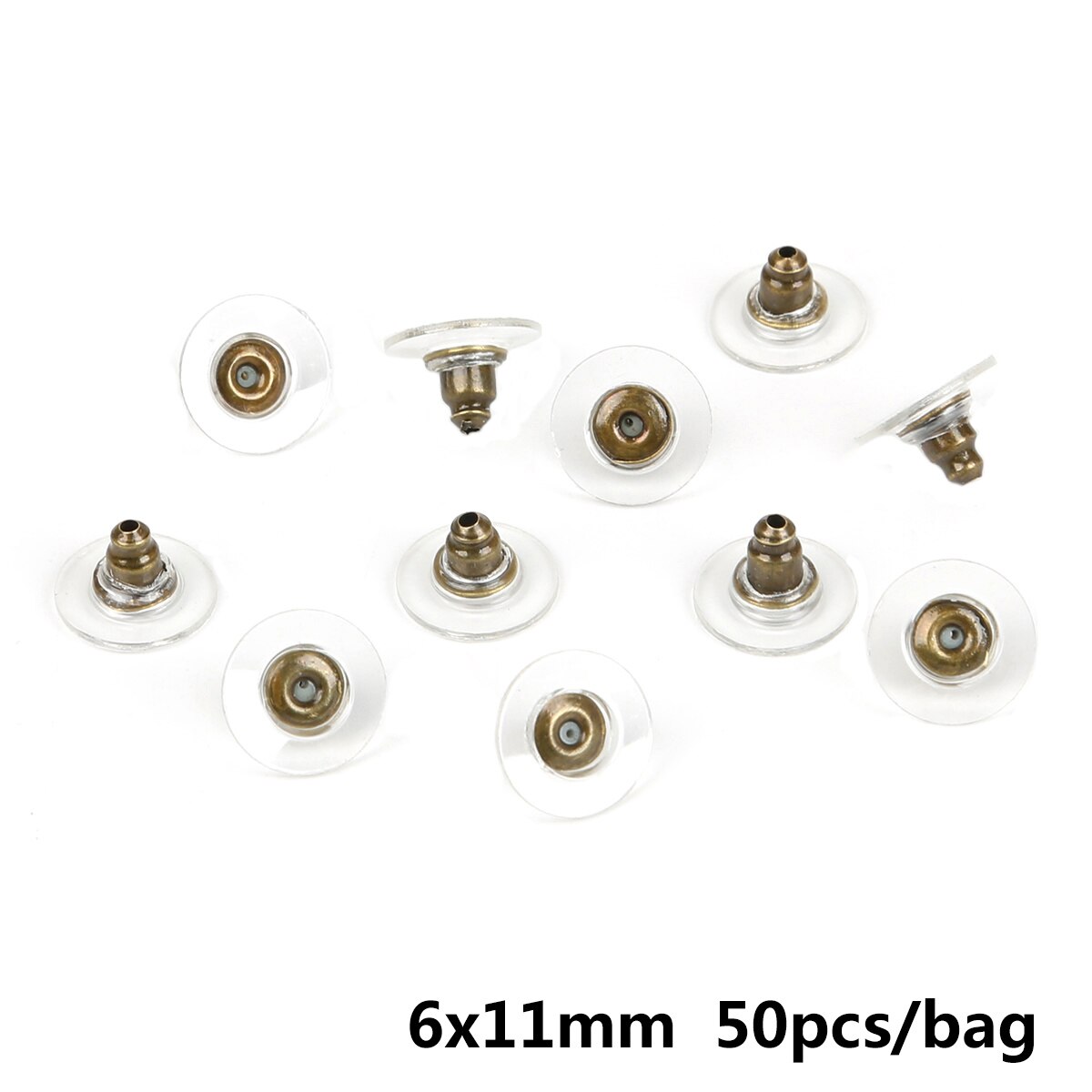 50 pcs DIY Craft Accessoires Silicon Stud Earring Back Stoppers Oor Bericht Noten Sieraden Bevindingen Componenten Goud en Zilver: Bronze