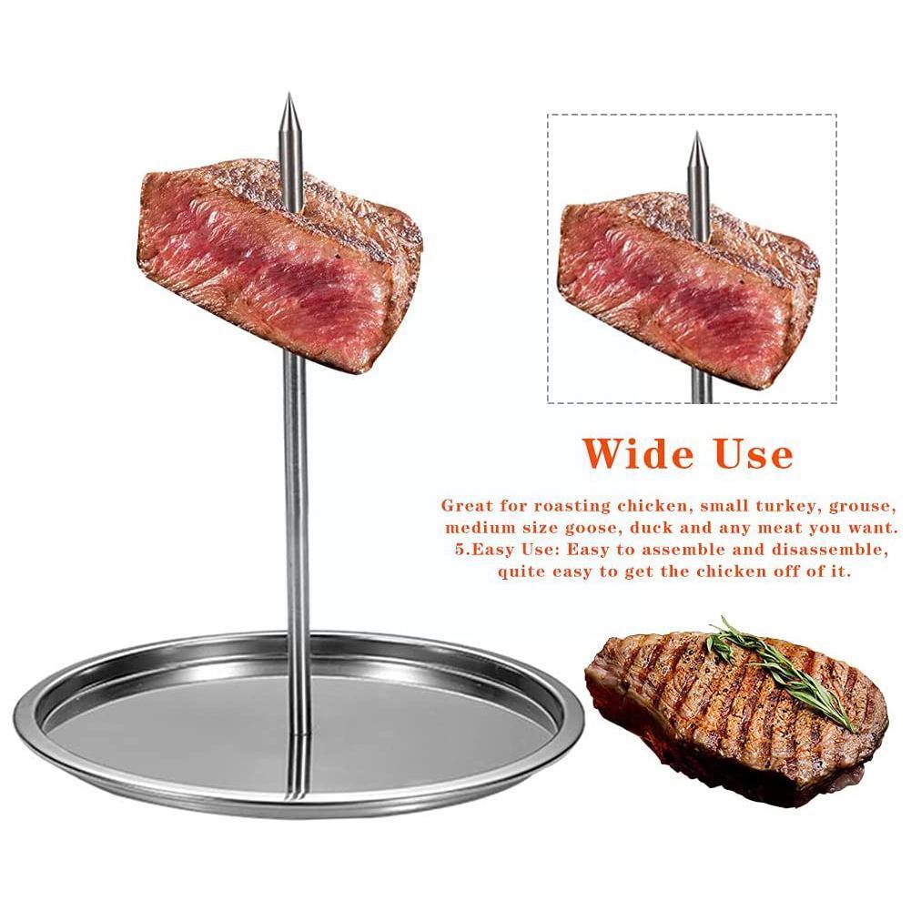 Steel Vertical Skewer Barbecue Spike Poultry Hanger Meat Stand Spit BBQ Roasting Brazilian Spikes Rack Grilling Skewer A7L1