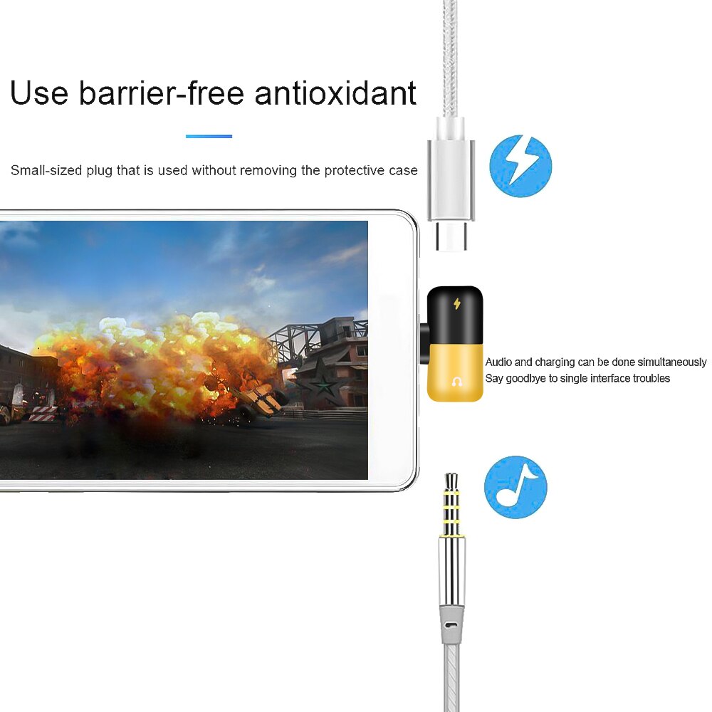 Usb Type C Opladen Audio Kabel Converter Splitter Hoofdtelefoon Adapter 2 In 1 Type C Naar 3.5 Mm Koptelefoon Jack adapter Voor Samsung