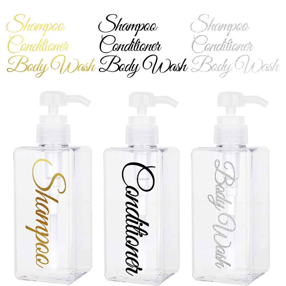 Etiquetas impermeables para champú, dispensador de jabón, pegatina para botella, ducha, Baño