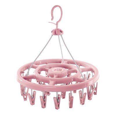 Multi-clips en plastique Portable salles de bains en tissu cintre avec Clips détachables pince à linge cintres chaussettes sous-vêtements séchage: 24Clips Pink