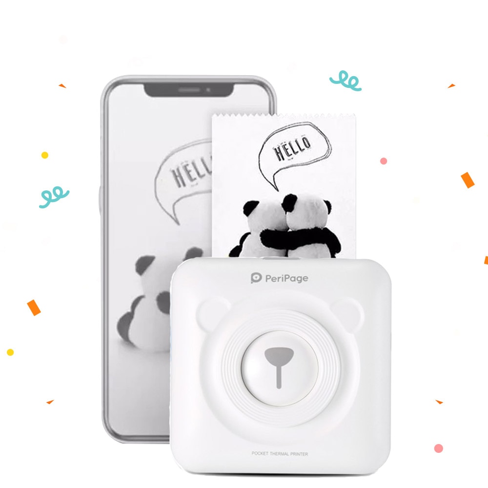 Peripage-Mini impresora térmica de bolsillo A6, dispositivo de impresión portátil de 58mm, color rojo y amarillo, inalámbrica, Bluetooth, Android e IOS, novedad: White Printer